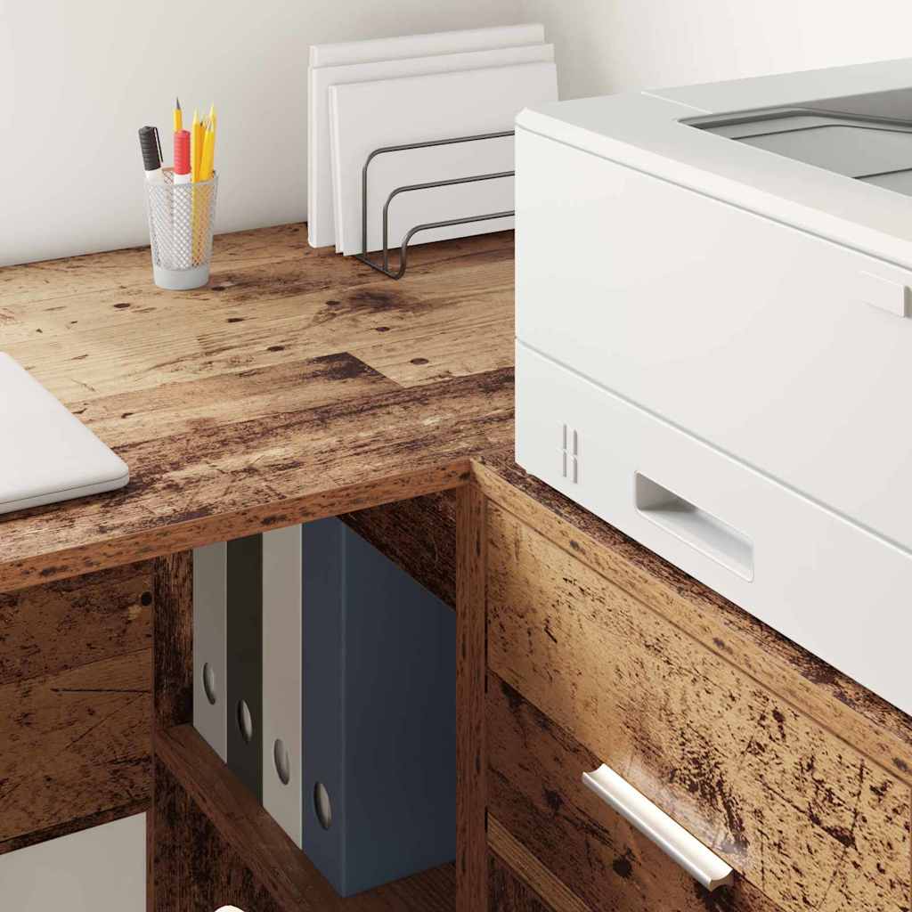 Corner Desk with Drawer Old Wood 102 x 88 x 75 cm