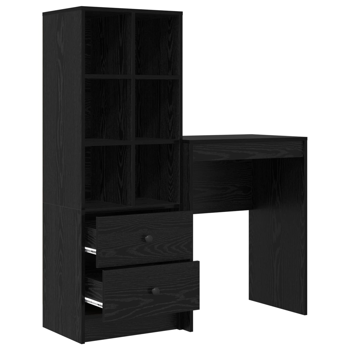 Desk with Drawer with Shelf with Storage 2 pcs Black Oak