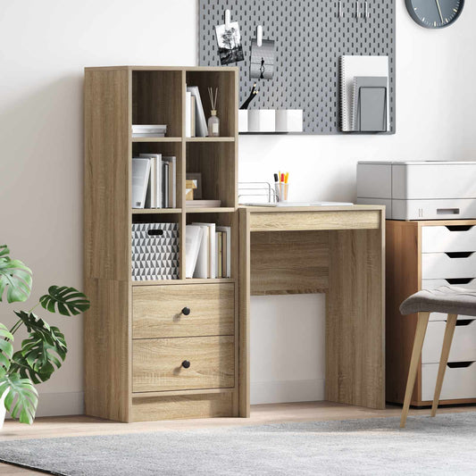 Desk with Drawer with Shelf with Storage 2 pcs Sonoma Oak
