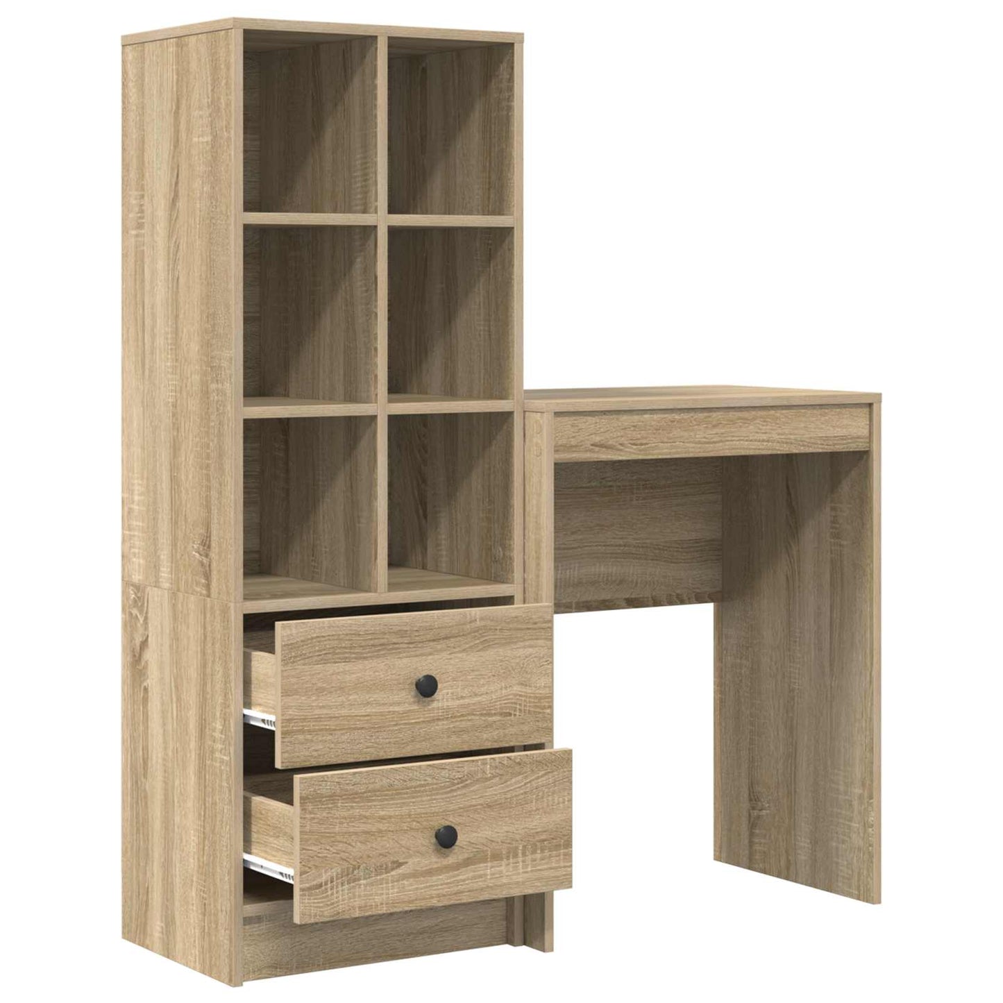 Desk with Drawer with Shelf with Storage 2 pcs Sonoma Oak