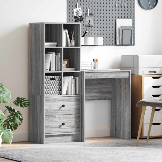 Desk with Drawer with Shelf with Storage 2 pcs Grey Sonoma