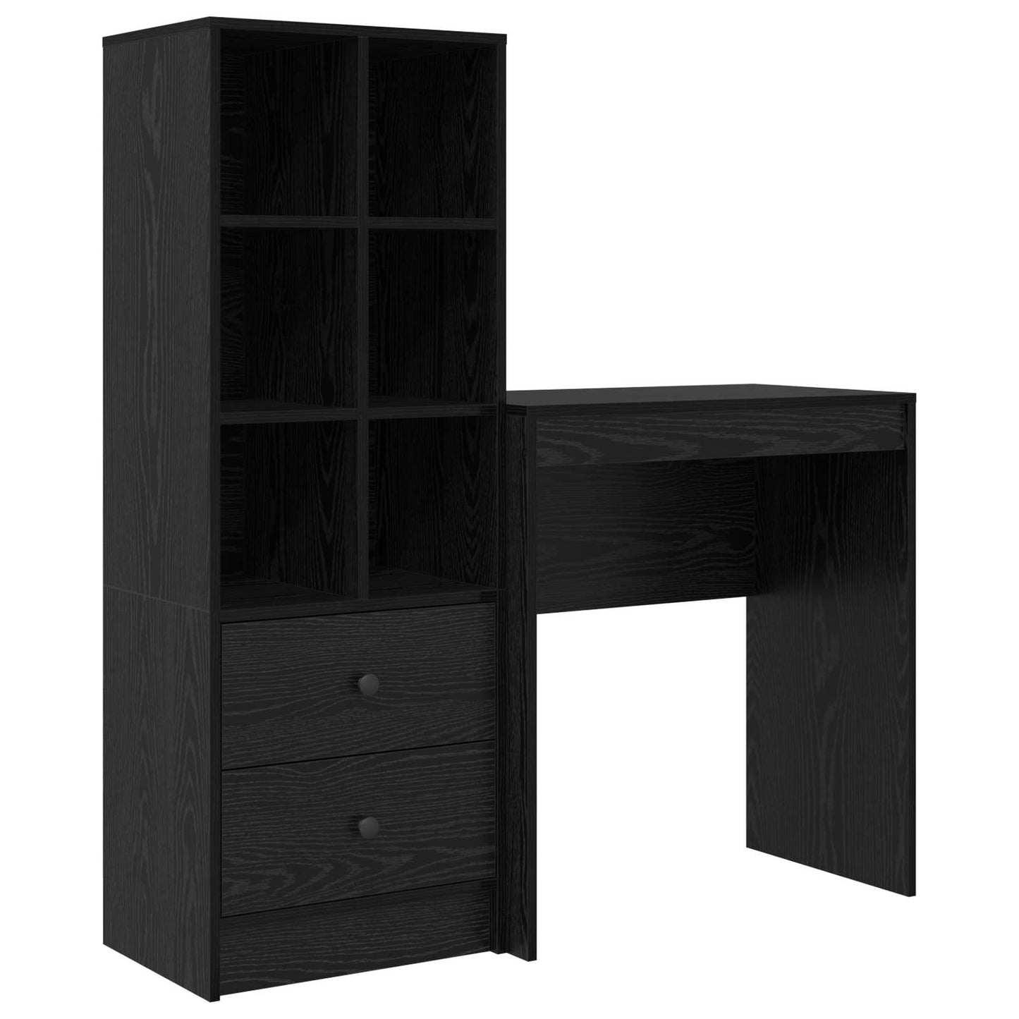 Desk with Drawer with Shelf with Storage 2 pcs Black Oak