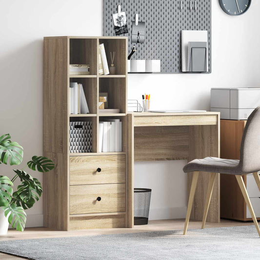 Desk with Drawer with Shelf with Storage 2 pcs Sonoma Oak