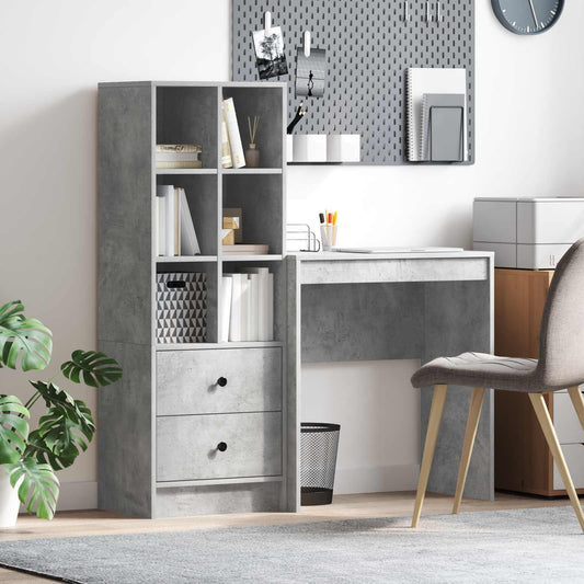 Desk with Drawer with Shelf with Storage 2 pcs Concrete Grey