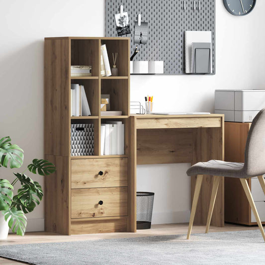 Desk with Drawer with Shelf with Storage 2 pcs Artisan Oak