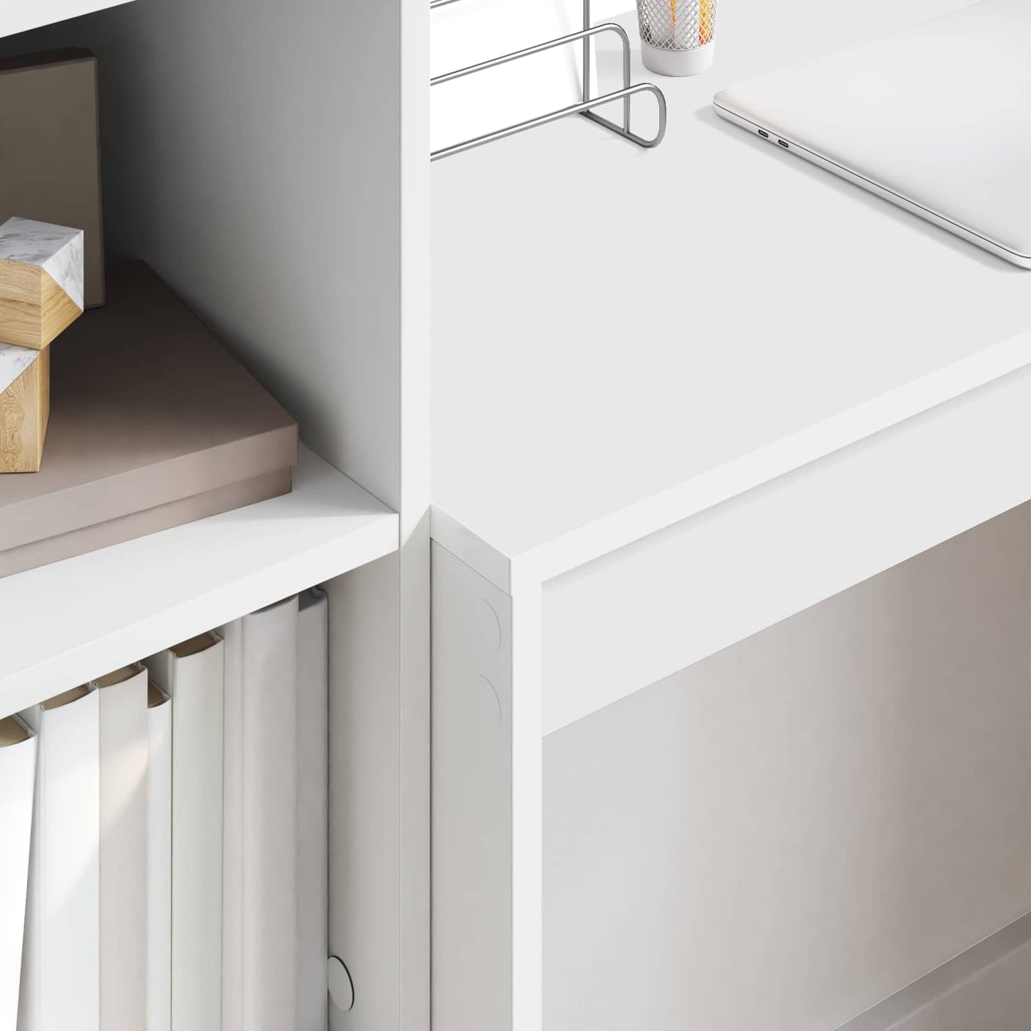 Desk with Drawer with Shelf with Storage 2 pcs White
