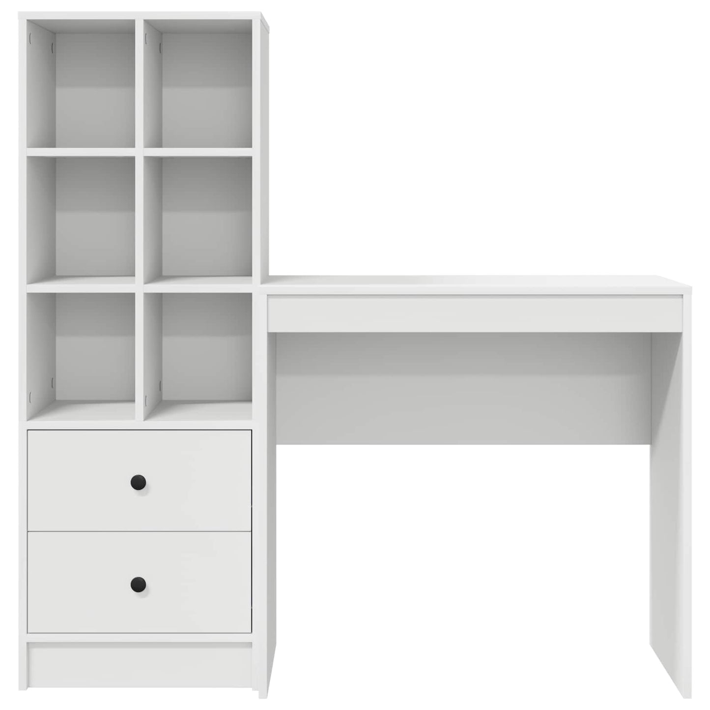 Desk with Drawer with Shelf with Storage 2 pcs White
