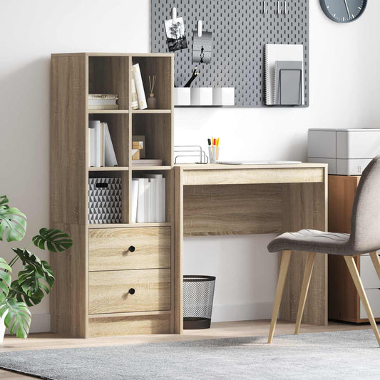 Desk with Drawer with Shelf with Storage 2 pcs Sonoma Oak