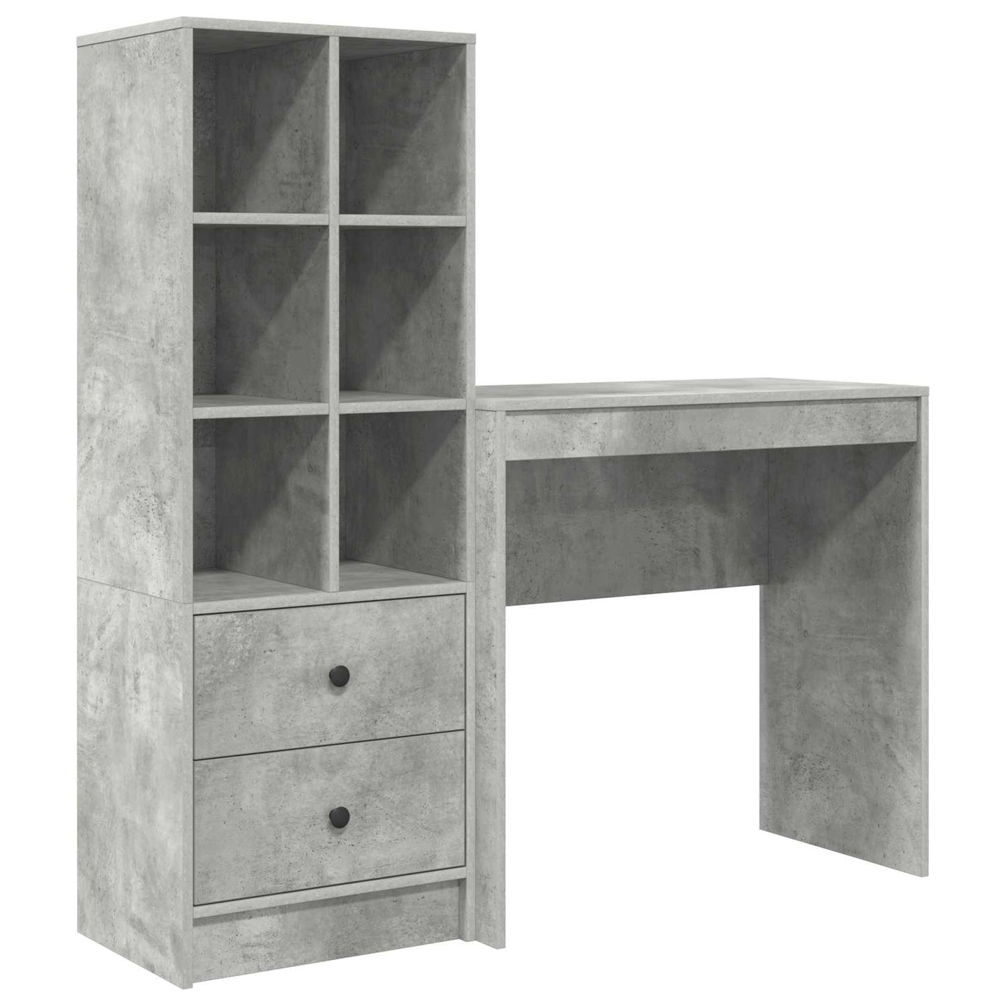 Desk with Drawer with Shelf with Storage 2 pcs Concrete Grey
