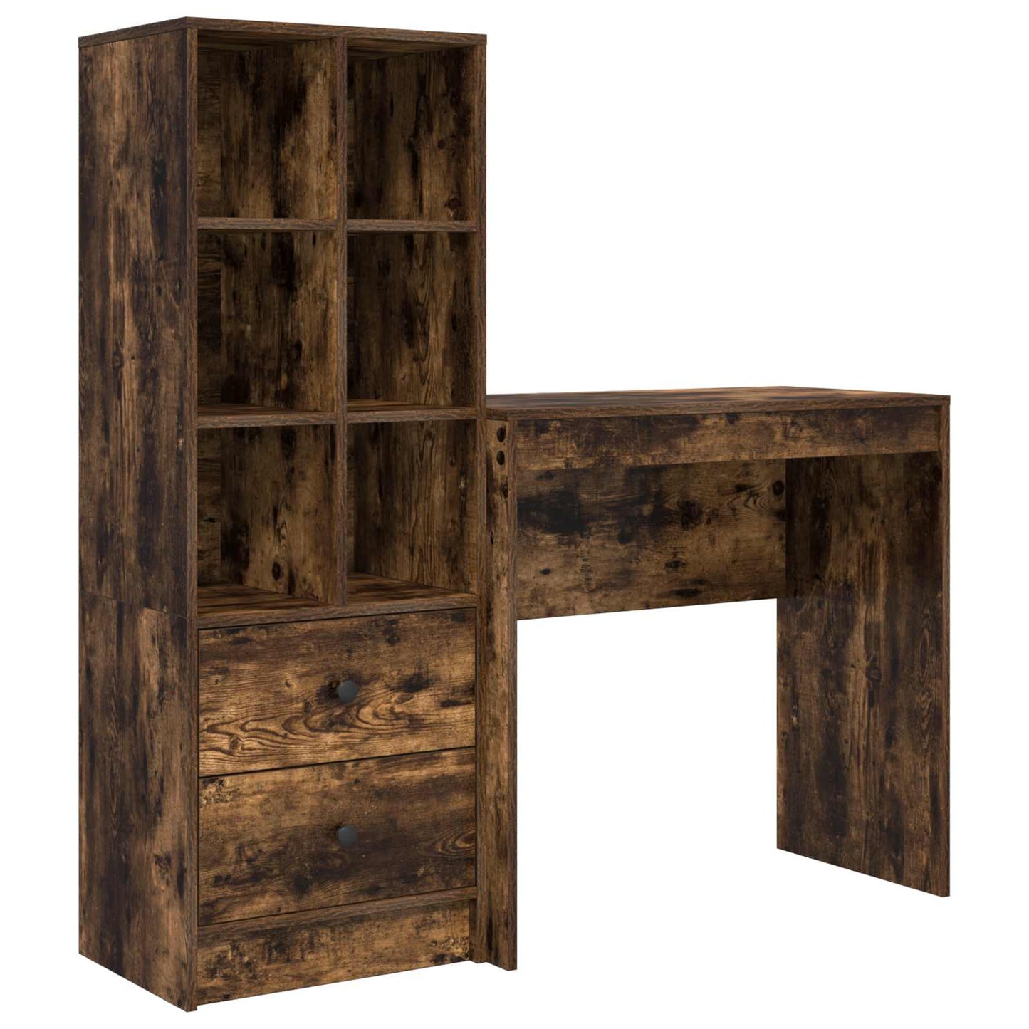 Desk with Drawer with Shelf with Storage 2 pcs Smoked Oak