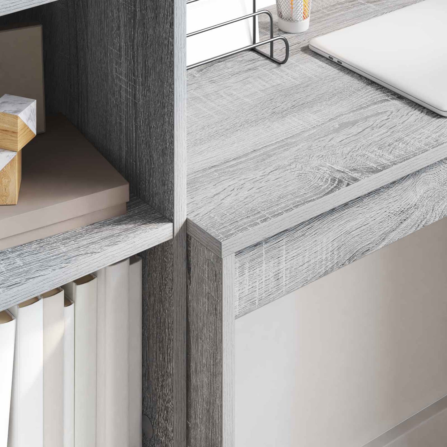 Desk with Drawer with Shelf with Storage 2 pcs Grey Sonoma