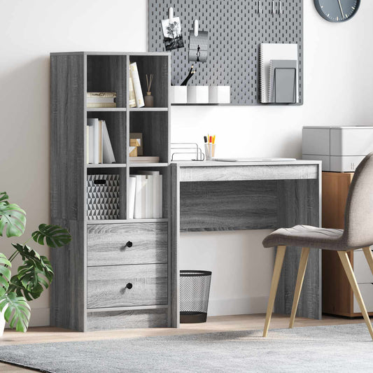 Desk with Drawer with Shelf with Storage 2 pcs Grey Sonoma