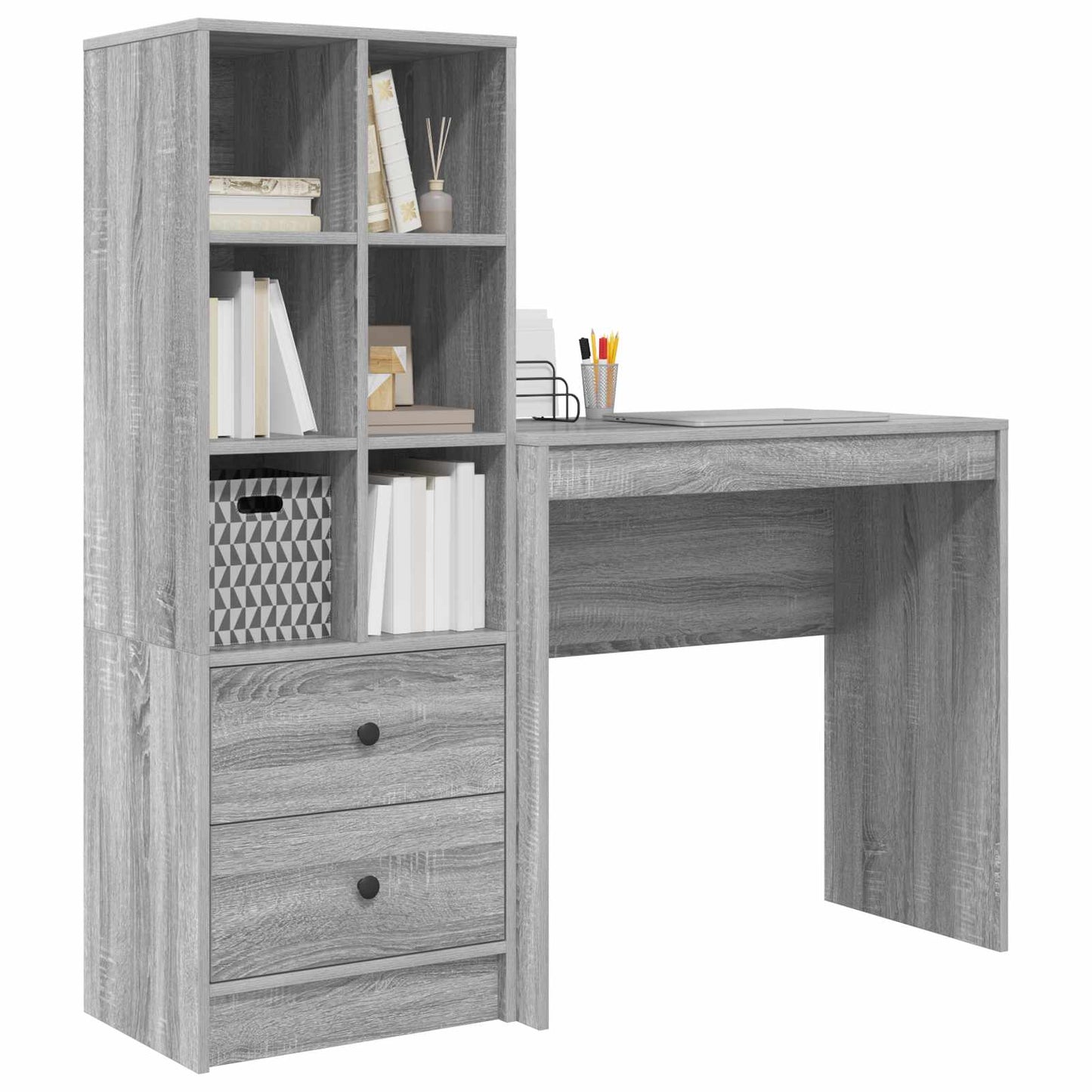 Desk with Drawer with Shelf with Storage 2 pcs Grey Sonoma