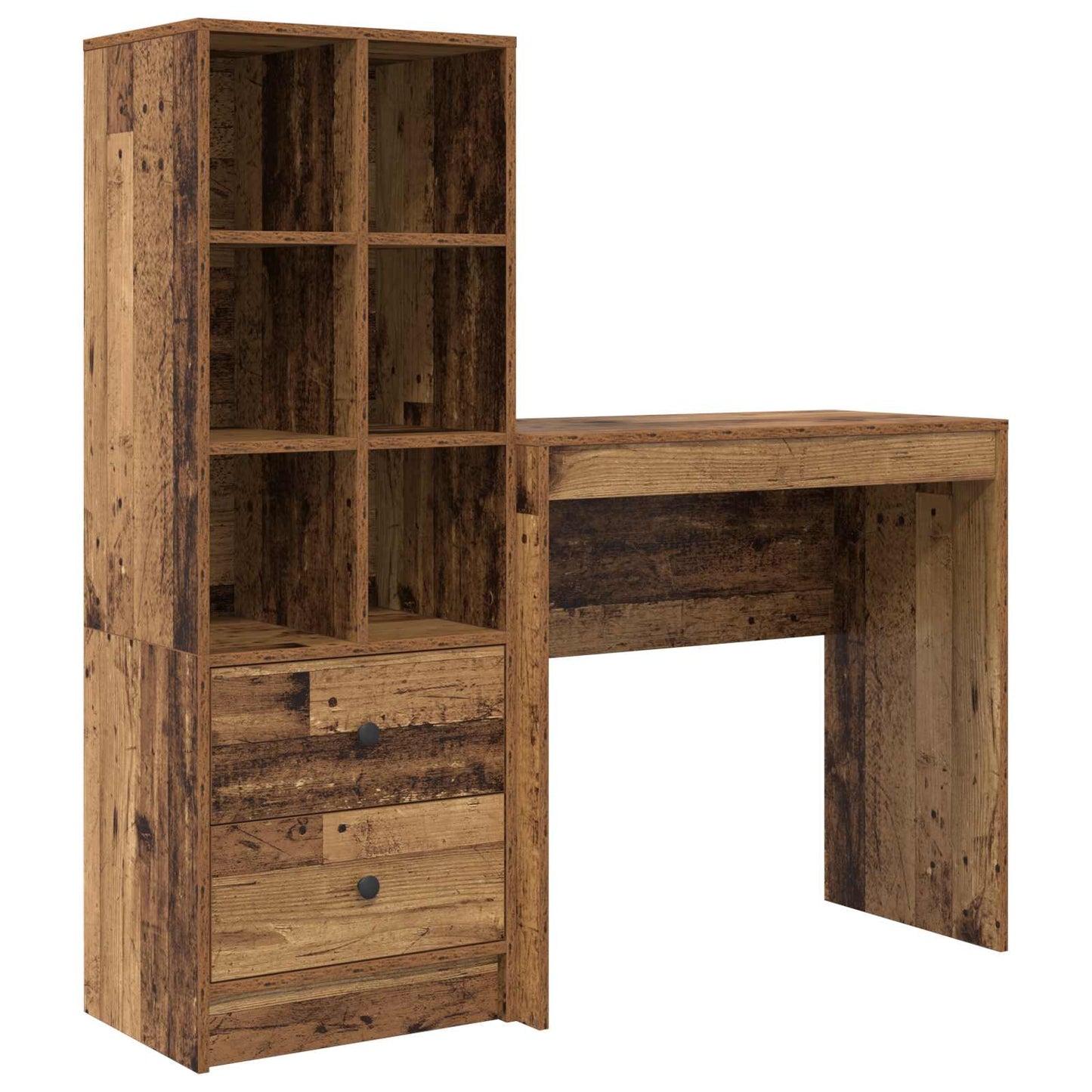 Desk with Drawer with Shelf with Storage 2 pcs Old Wood