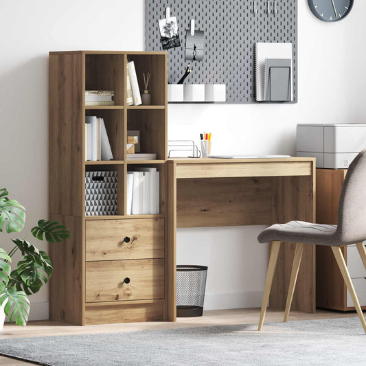 Desk with Drawer with Shelf with Storage 2 pcs Artisan Oak