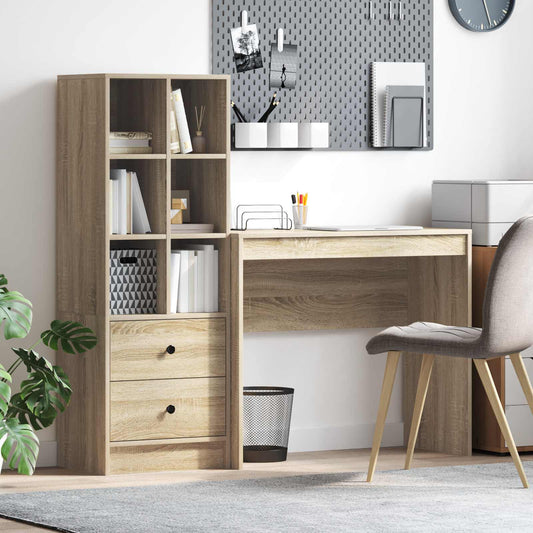 Desk with Drawer with Shelf with Storage 2 pcs Sonoma Oak