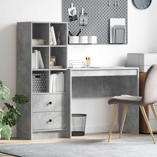 Desk with Drawer with Shelf with Storage 2 pcs Concrete Grey
