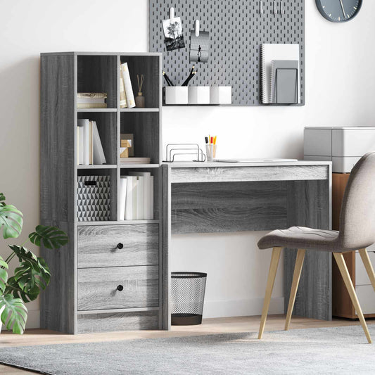 Desk with Drawer with Shelf with Storage 2 pcs Grey Sonoma