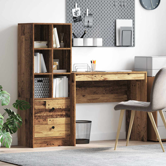 Desk with Drawer with Shelf with Storage 2 pcs Old Wood