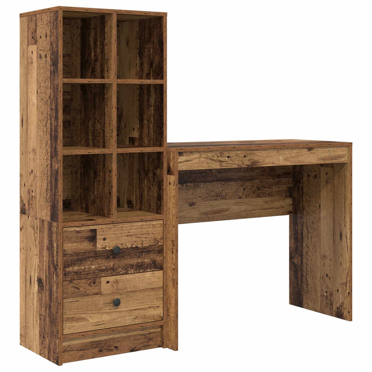Desk with Drawer with Shelf with Storage 2 pcs Old Wood