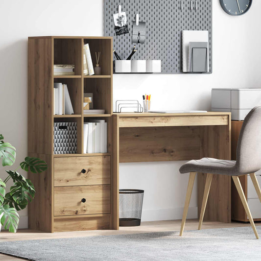 Desk with Drawer with Shelf with Storage 2 pcs Artisan Oak