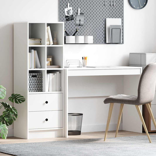 Desk with Drawer with Shelf with Storage 2 pcs White