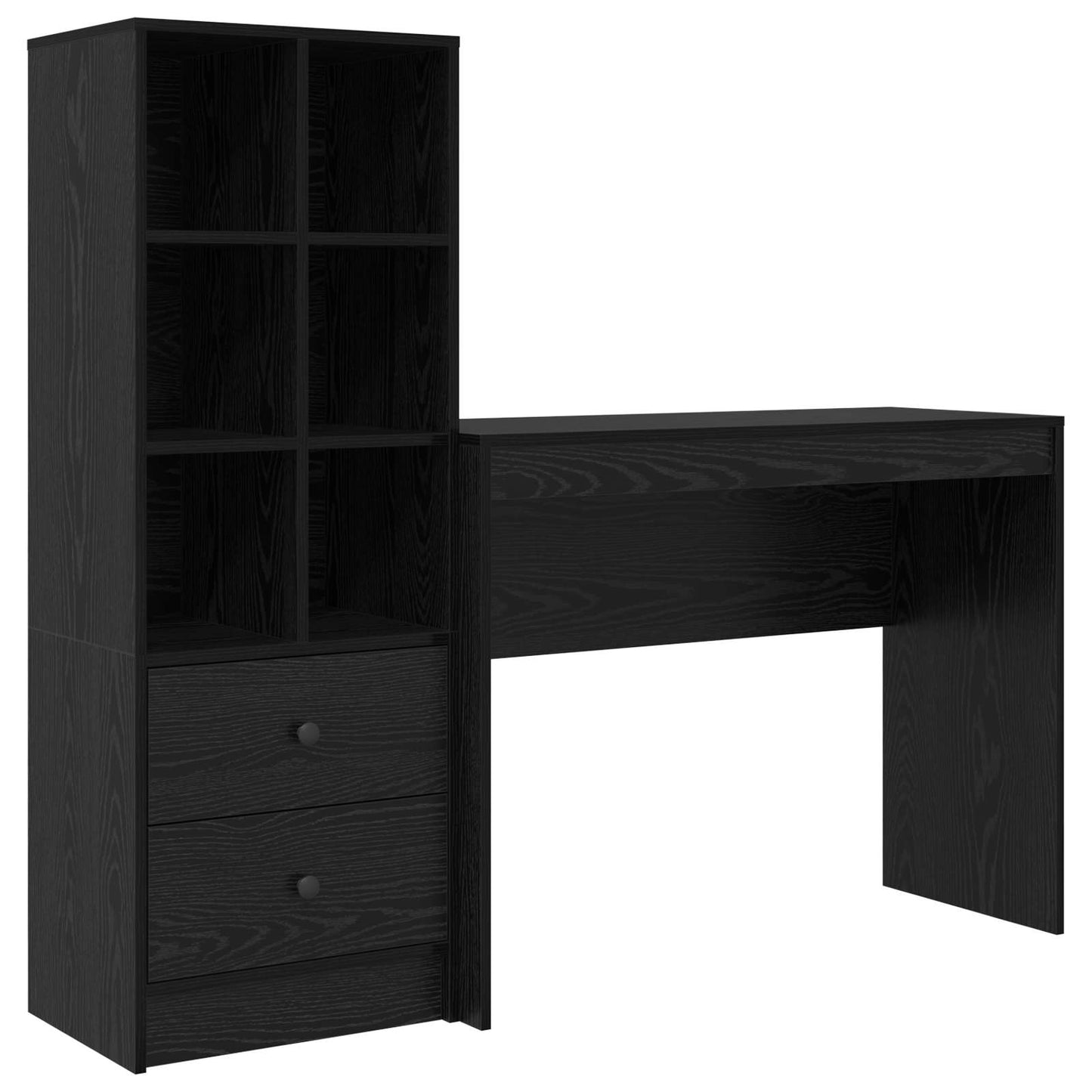 Desk with Drawer with Shelf with Storage 2 pcs Black Oak