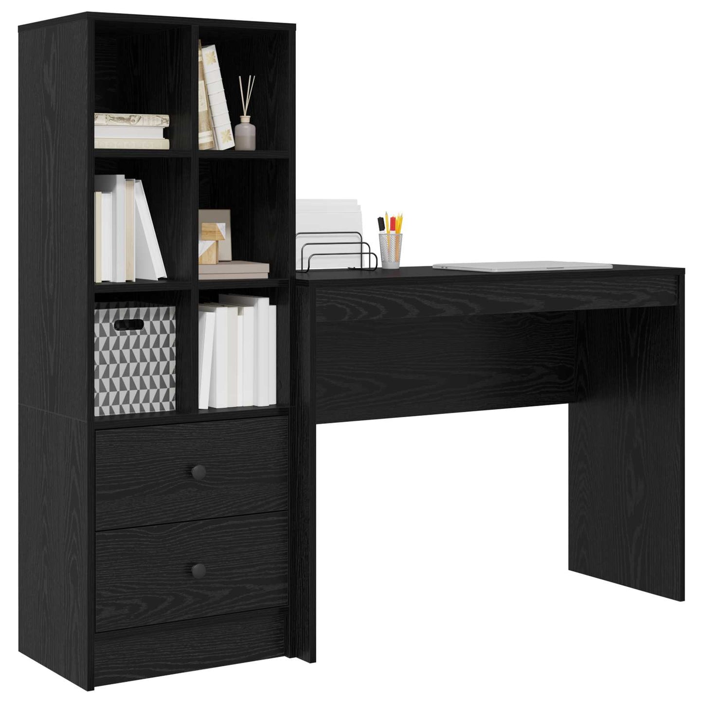 Desk Black Oak 145.5 x 40 x 127 cm 2 pcs