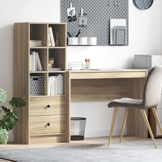 Desk with Drawer with Shelf with Storage 2 pcs Sonoma Oak