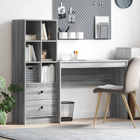 Desk with Drawer with Shelf with Storage 2 pcs Grey Sonoma