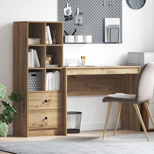 Desk with Drawer with Shelf with Storage 2 pcs Artisan Oak