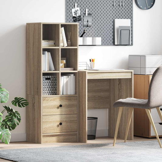 Desk with Drawer with Shelf with Storage 2 pcs Sonoma Oak