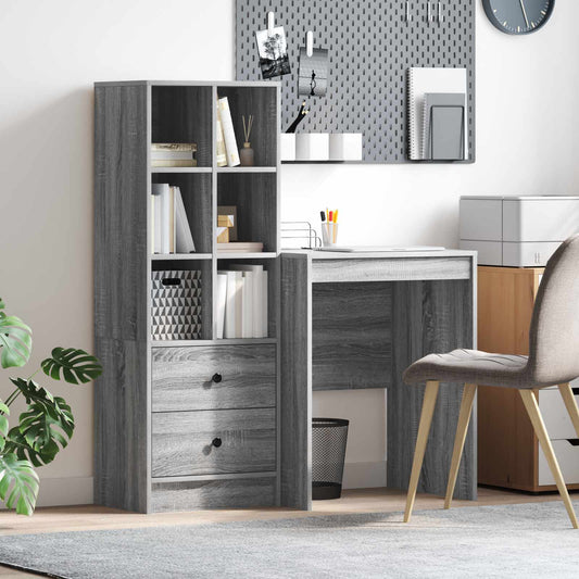 Desk with Drawer with Shelf with Storage 2 pcs Grey Sonoma