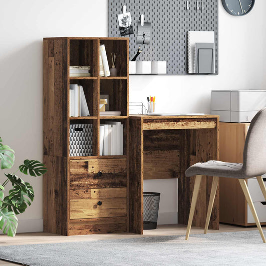 Desk with Drawer with Shelf with Storage 2 pcs Old Wood