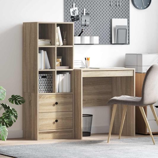 Desk with Drawer with Shelf with Storage 2 pcs Sonoma Oak
