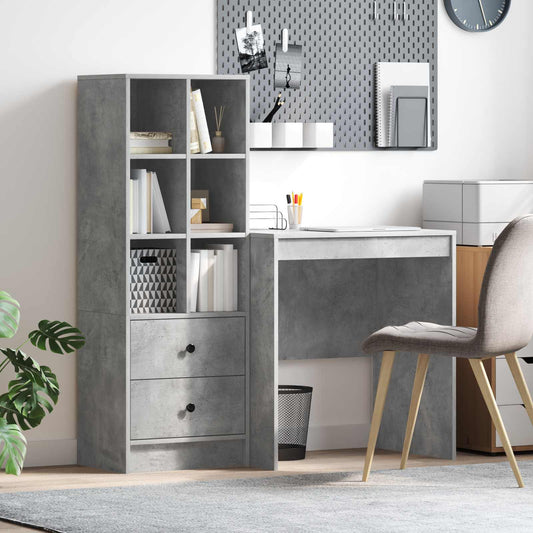 Desk with Drawer with Shelf with Storage 2 pcs Concrete Grey