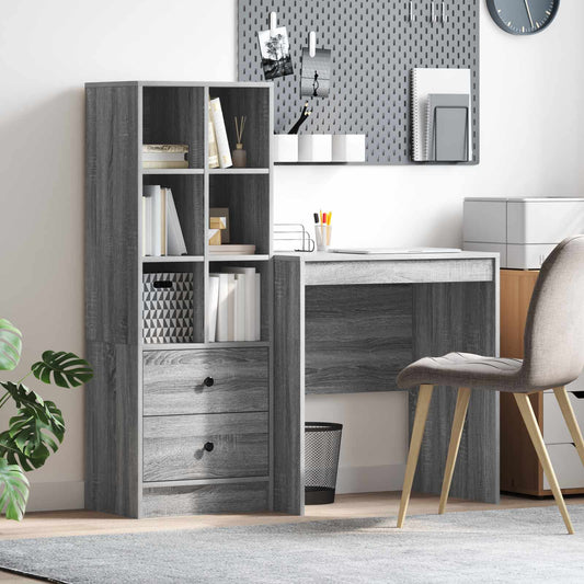 Desk with Drawer with Shelf with Storage 2 pcs Grey Sonoma