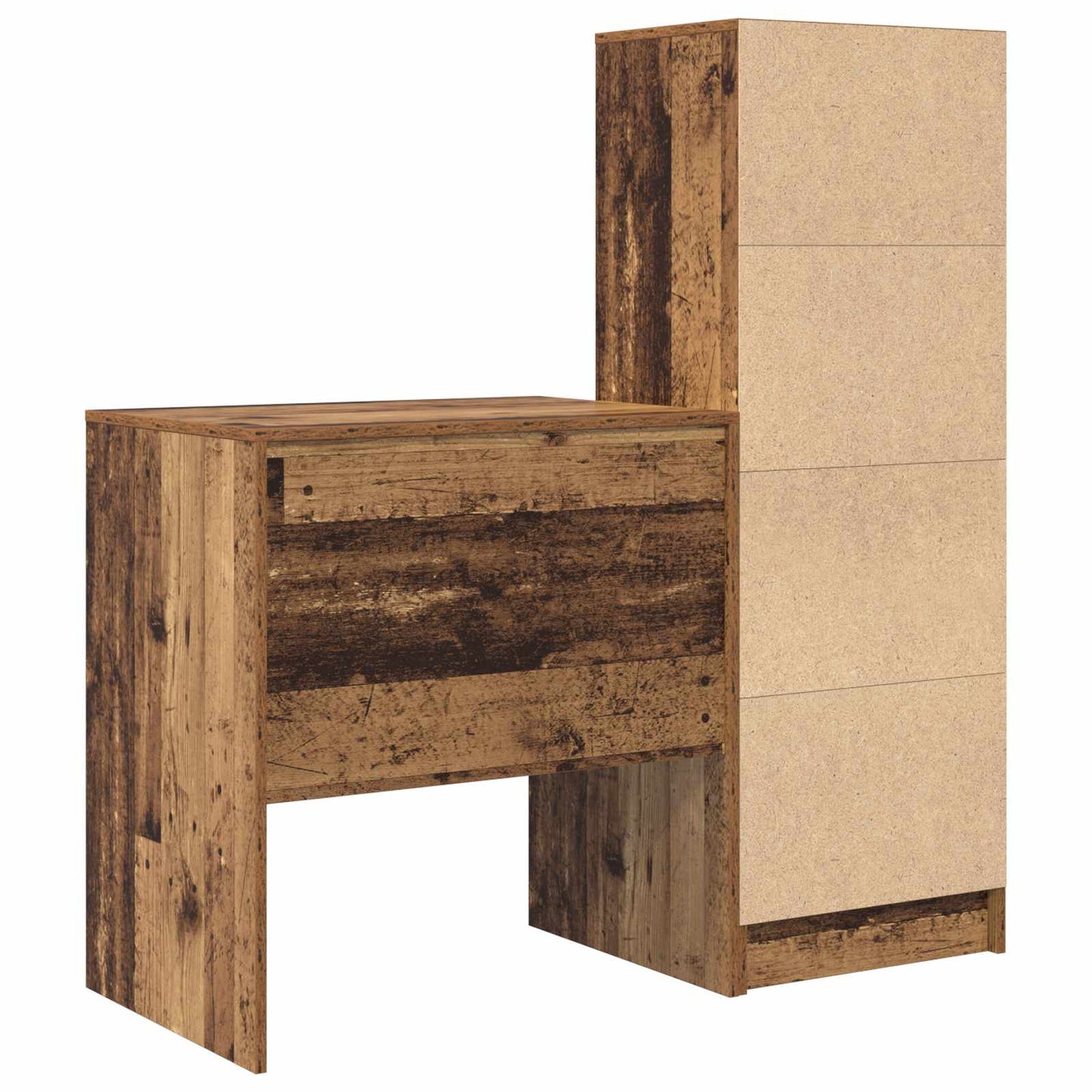 Desk with Drawer with Shelf with Storage 2 pcs Old Wood