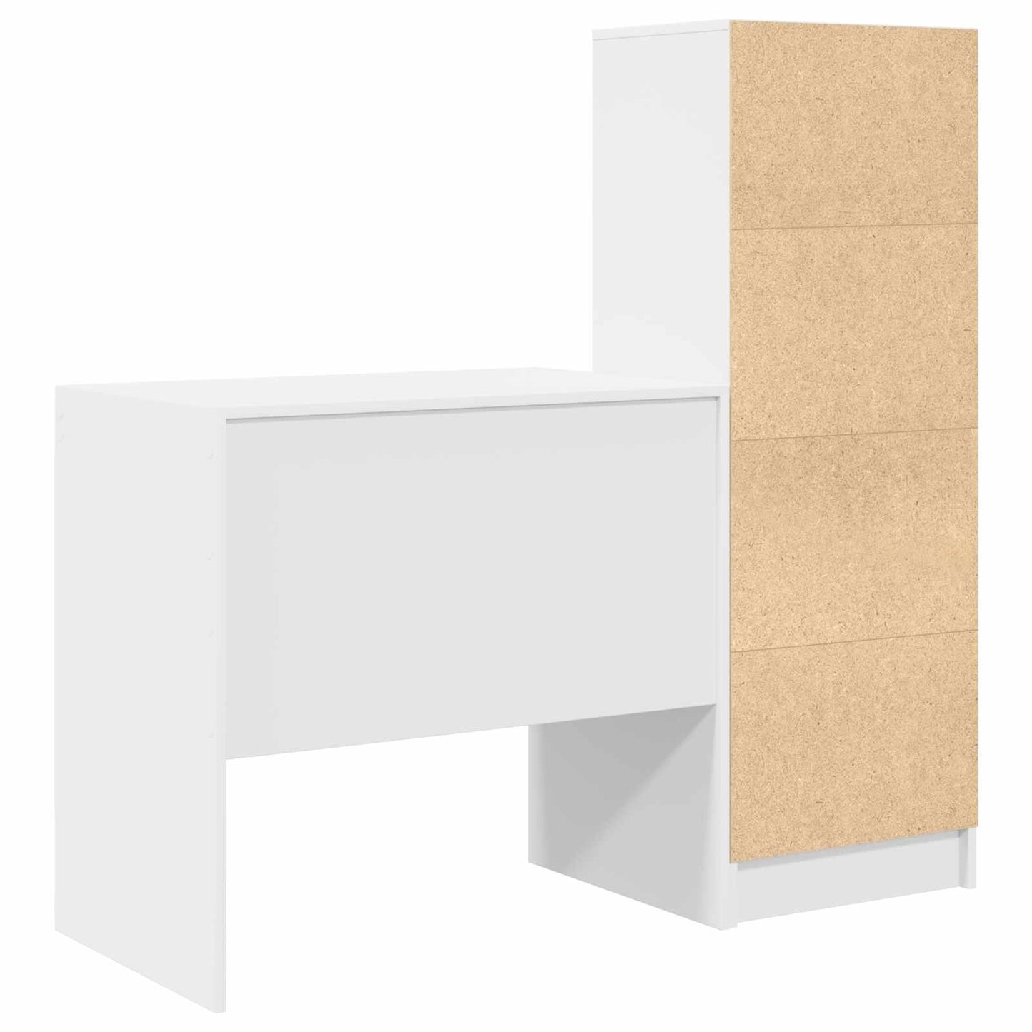 Desk with Drawer with Shelf with Storage 2 pcs White