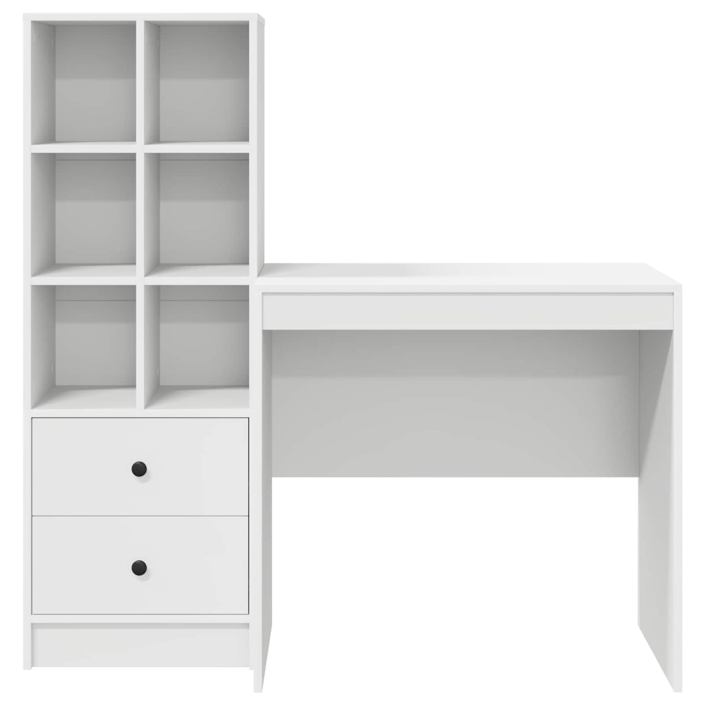 Desk with Drawer with Shelf with Storage 2 pcs White