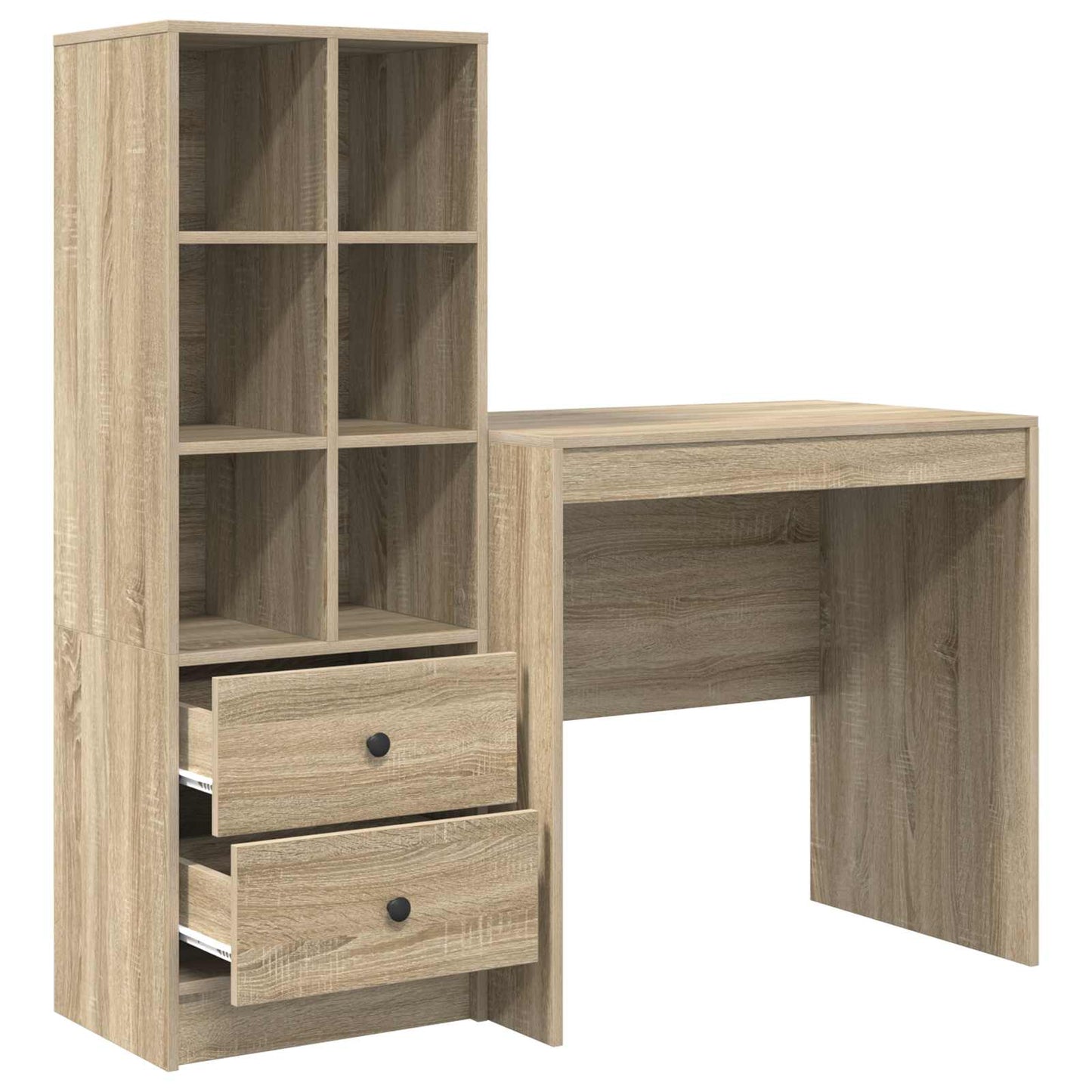 Desk with Drawer with Shelf with Storage 2 pcs Sonoma Oak