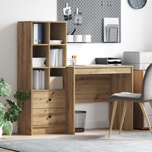 Desk with Drawer with Shelf with Storage 2 pcs Artisan Oak