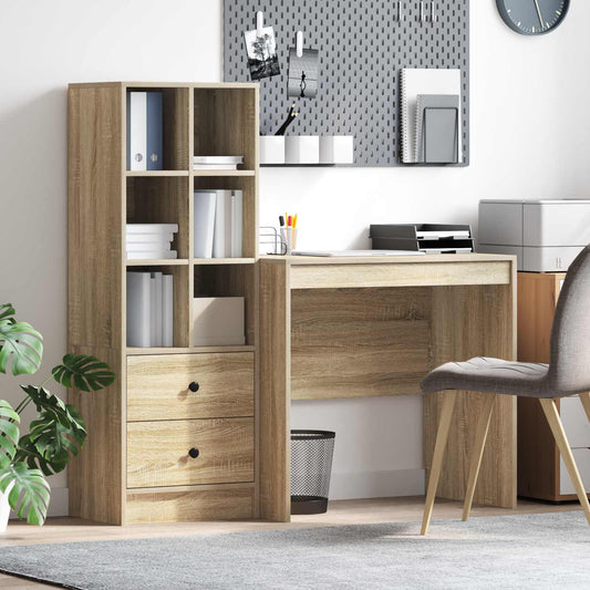 Desk with Drawer with Shelf with Storage 2 pcs Sonoma Oak