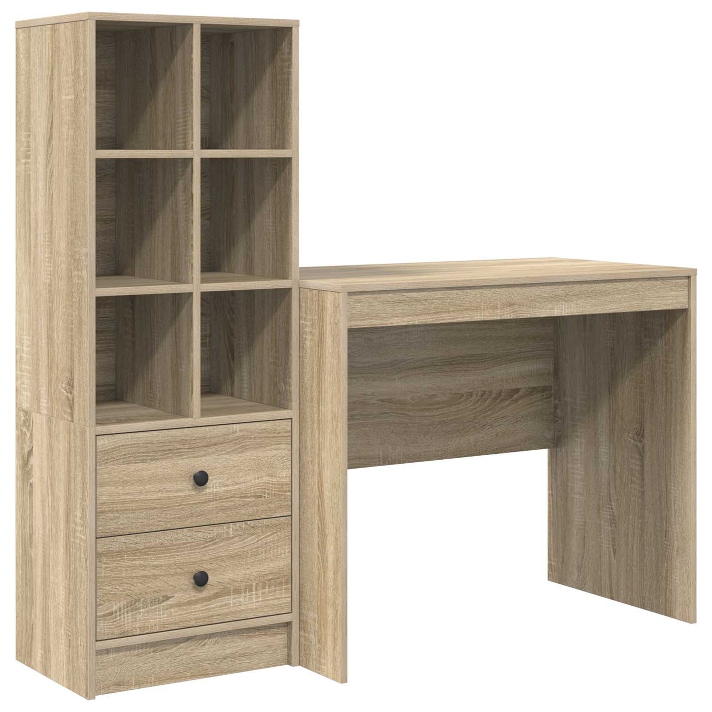 Desk with Drawer with Shelf with Storage 2 pcs Sonoma Oak