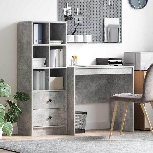 Desk with Drawer with Shelf with Storage 2 pcs Concrete Grey