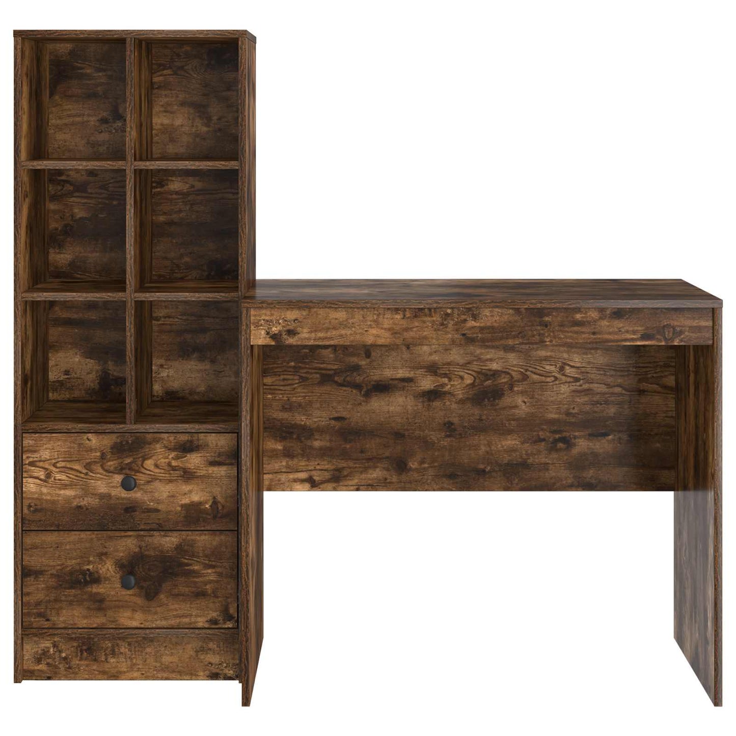 Desk with Drawer with Shelf with Storage 2 pcs Smoked Oak