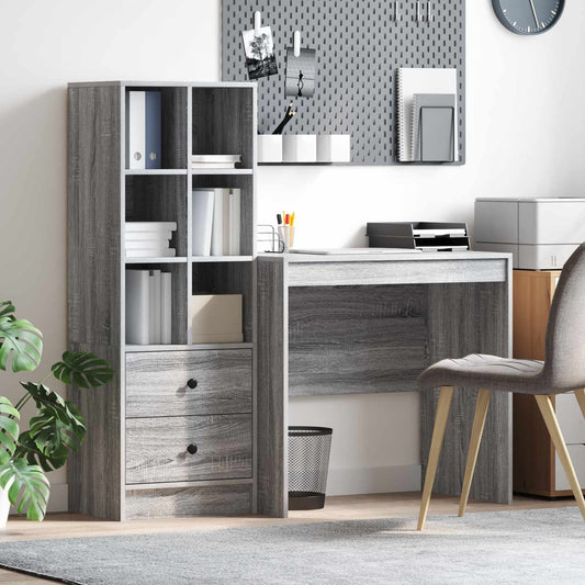 Desk with Drawer with Shelf with Storage 2 pcs Grey Sonoma