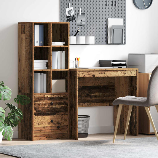 Desk with Drawer with Shelf with Storage 2 pcs Old Wood