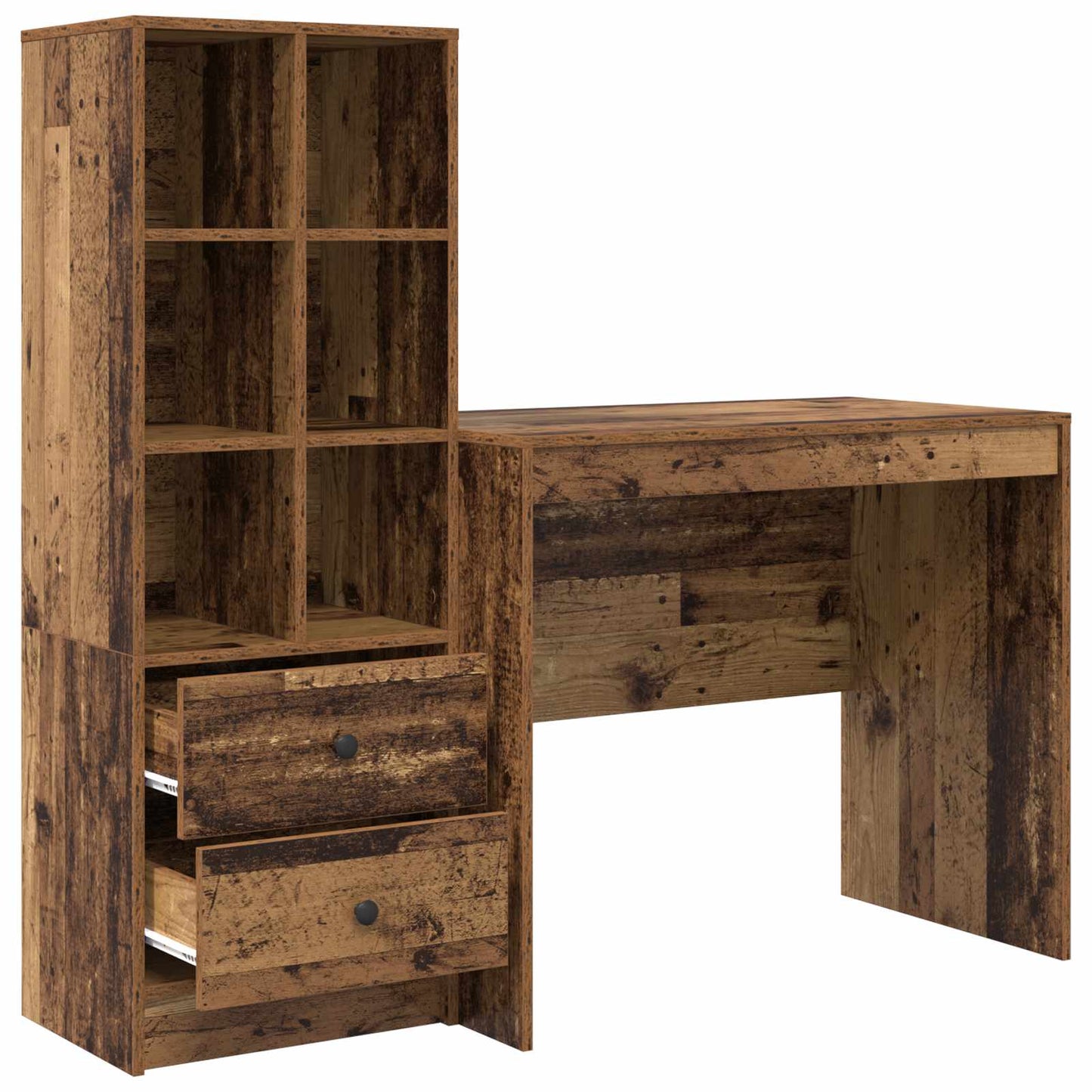 Desk with Drawer with Shelf with Storage 2 pcs Old Wood