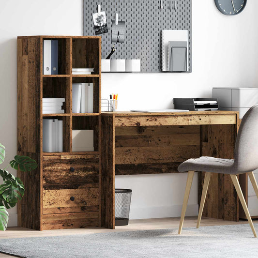Desk with Drawer 2 pcs Old Wood